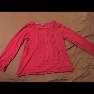 Gloria Vanderbilt Red Semi-shear Blouse